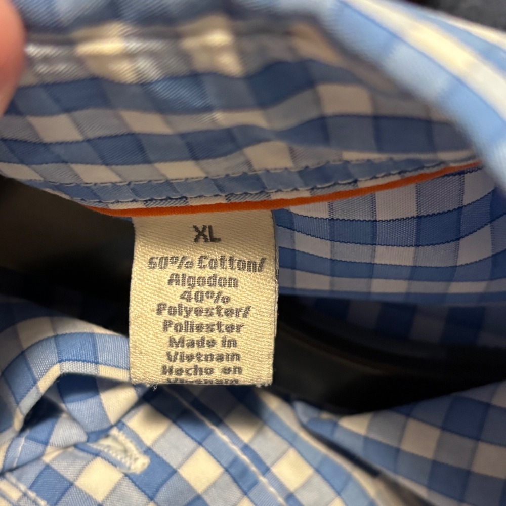 Dockers Mens XL Blue White Gingham Chk Long sleeve Button Down Shirt Anchor Logo - Picture 6 of 6